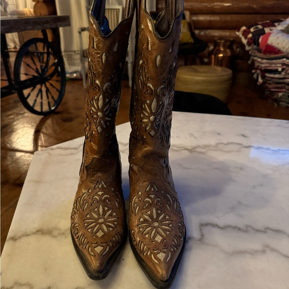 Joe Boots!  Gold sparkle inset!